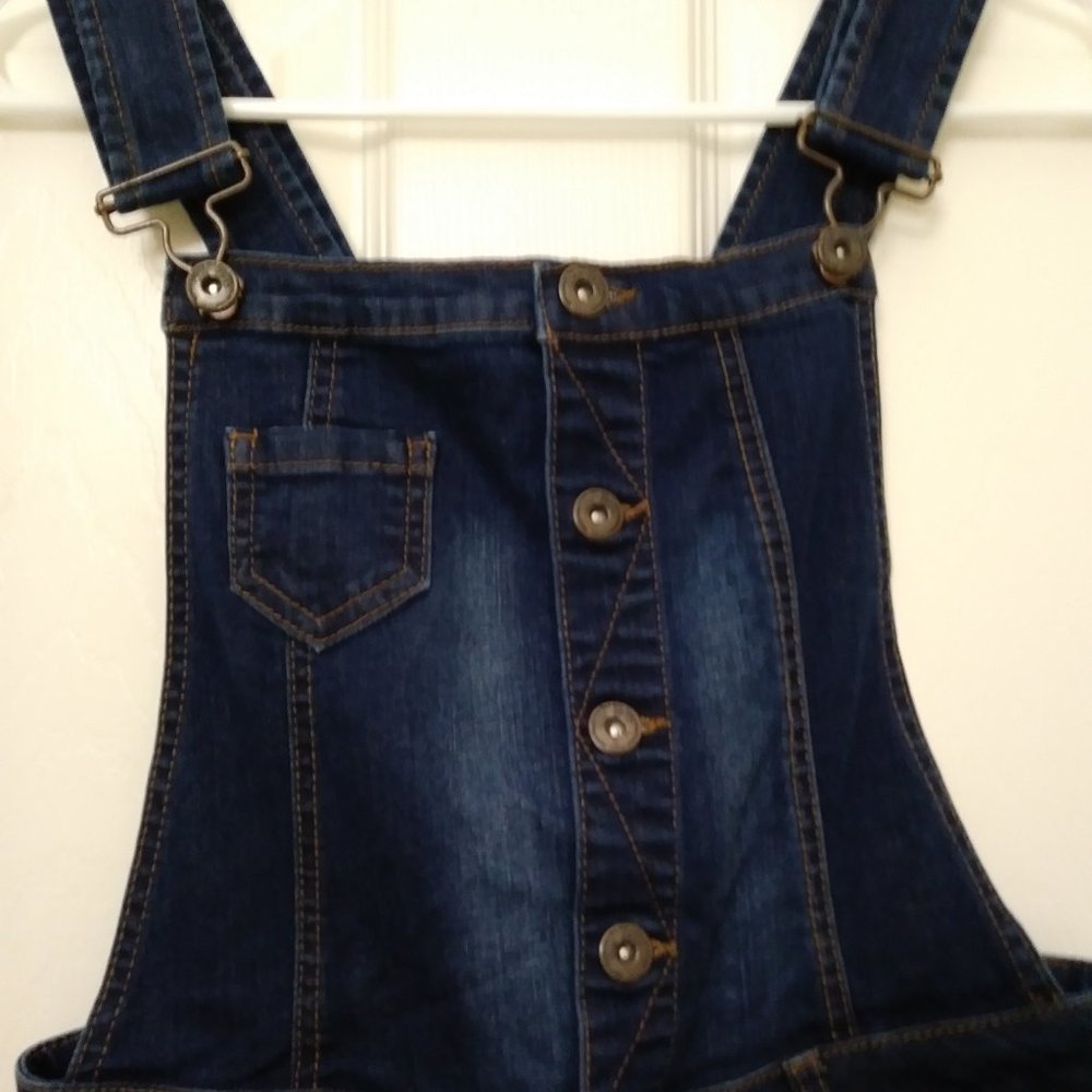 Wax Women's Juniors Ankle Length Skinny Leg Denim Overalls - Picture 10 of 14